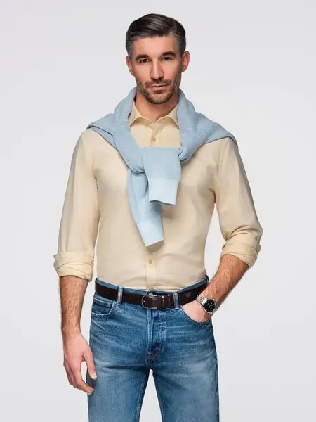 Ombre Pastel cotton men's oxford shirt - bright yellow