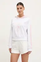 Mikina Guess YARROW dámská, bílá barva, s kapucí, s aplikací, V5GQ17 KCRT1