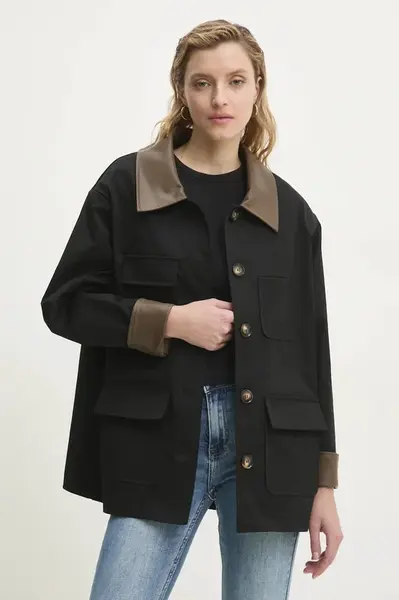 Bunda Answear.LAB černá barva, přechodná