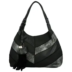 Módní dámská koženková kabelka na rameno Nives, černá