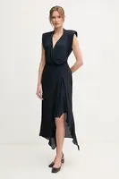 Šaty Sandro Ferrone tmavomodrá barva, midi, S23XBEBONACCORTI