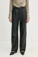 Kožené kalhoty Joop! Lorena dámské, černá barva, jednoduché, high waist, 80000714 180031