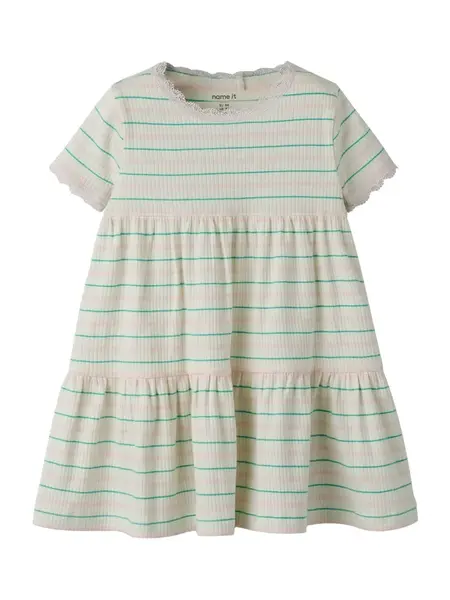 NAME IT Šaty  krémová / zelená / rosé