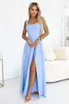 Dlouhé maxi šaty AURELIA s rozparkem - nebesky modré