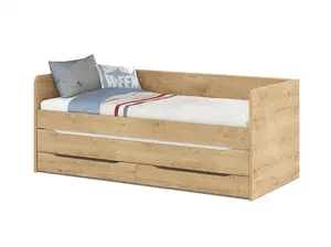 Postel i 90x200 s přistýlkou a úložným prostorem cody modular - dub