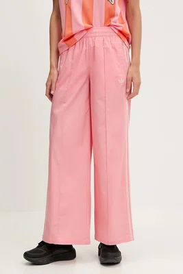 Kalhoty adidas Originals Wideleg Pant dámské, růžová barva, high waist, KC0676