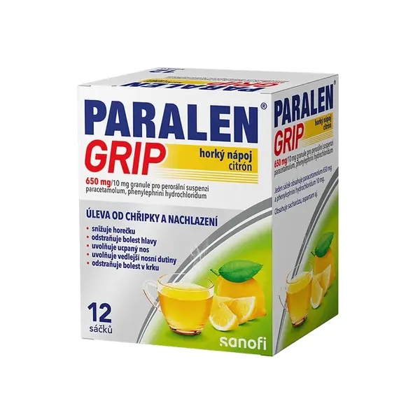 Paralen Grip horký nápoj citrón sáčky 12 ks