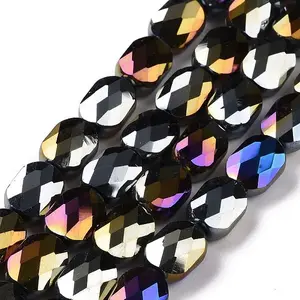 Faceted Electroplated Opaque Glass Beads Strands