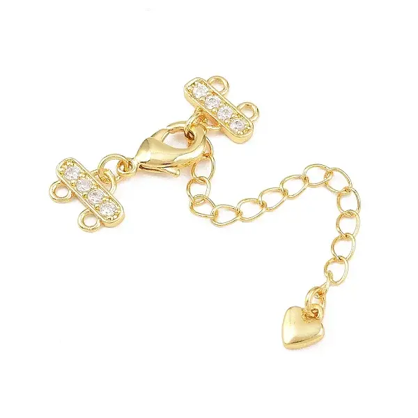 Brass Micro Pave Clear Cubic Zirconia End with Chains