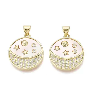 Brass Micro Pave Clear Cubic Zirconia Pendants