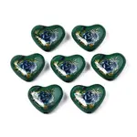 Flower Printed Opaque Acrylic Heart Beads