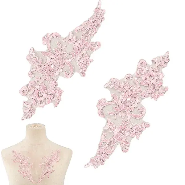 1 Pair Flower Organgza Polyester Embroidery Ornament Accessories