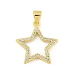 Star Rack Plating Brass Micro Pave Clear Cubic Zirconia Pendants