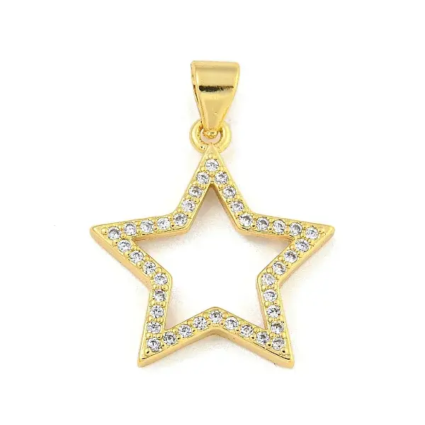 Star Rack Plating Brass Micro Pave Clear Cubic Zirconia Pendants