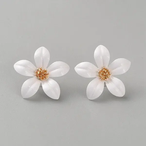 Iron & Alloy Enamel Flower Stud Earrings
