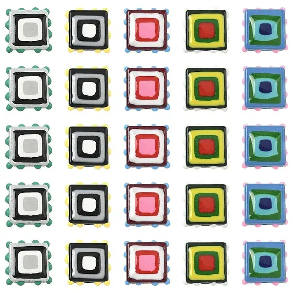 10Pcs 5 Colors Painted Glass Beads Enamel Beads