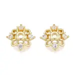 Brass Micro Pave Clear Cubic Zirconia Bead Caps