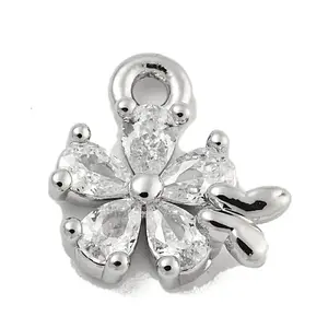 Brass Micro Pave Clear Cubic Zirconia Pendants