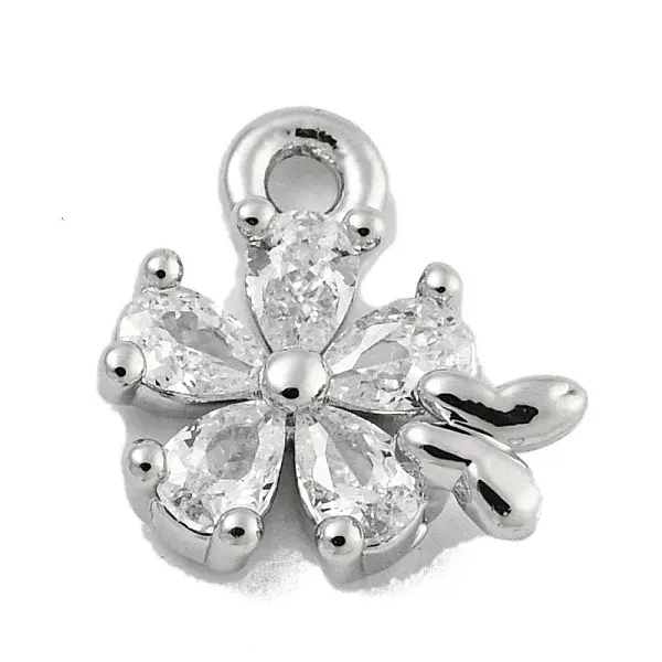 Brass Micro Pave Clear Cubic Zirconia Pendants