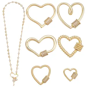 6Pcs 6 Styles Brass Screw Clasps