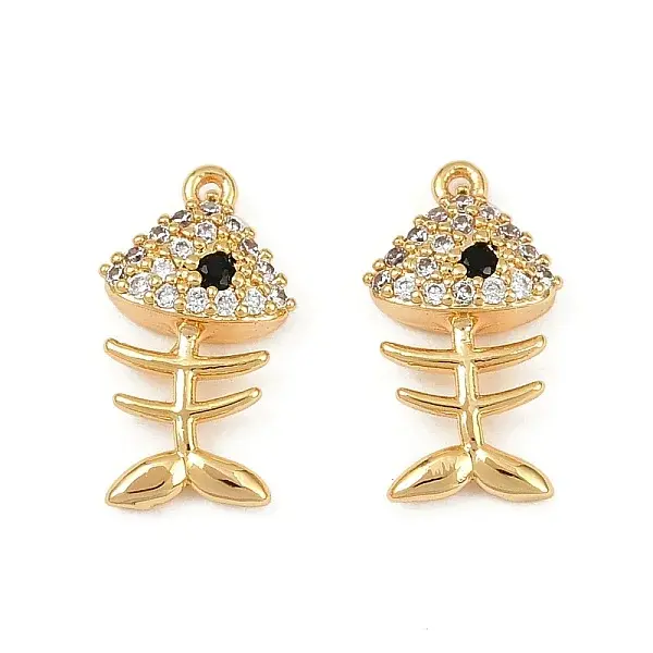 Ocean Theme Brass Micro Pave Cubic Zirconia Charms