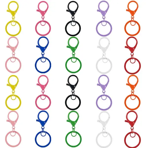30Pcs 10 Colors Zinc Alloy Keychain Clasp Findings