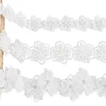 3Pcs 3 Styles Polyester Flower Lace Trim Ribbon