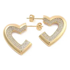 Brass Pave Cubic Zirconia Stud Earrings
