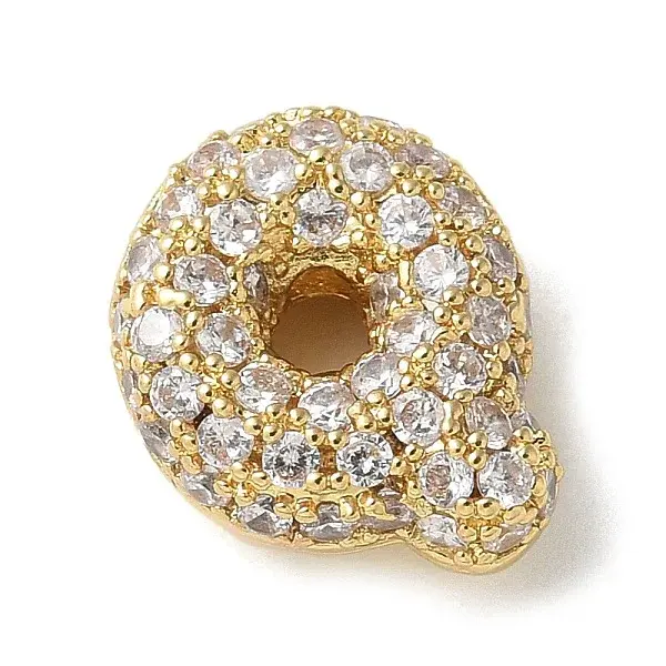 Brass Micro Pave Cubic Zirconia Beads