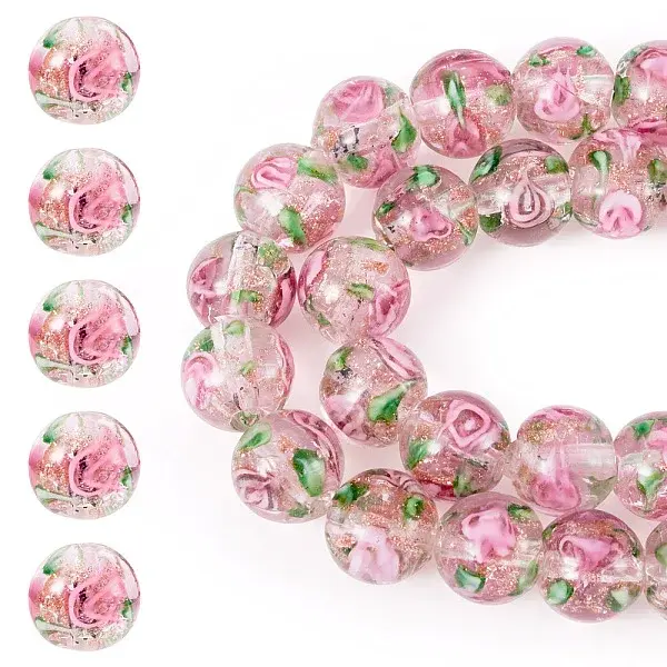 1 Strand Handmade Glod Sand Lampwork Beads Strands