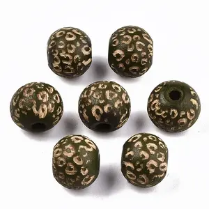 Painted Natural Wood Beads