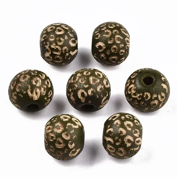 Painted Natural Wood Beads