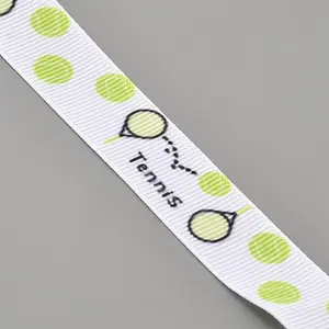 5 Yards Tennis Print Polyester Grosgrain Ribbon