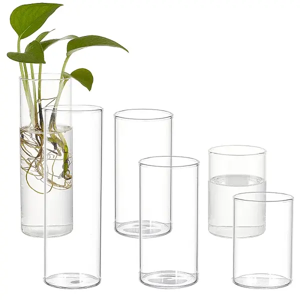 6Pcs 3 Style Column Glass Vase Ornaments
