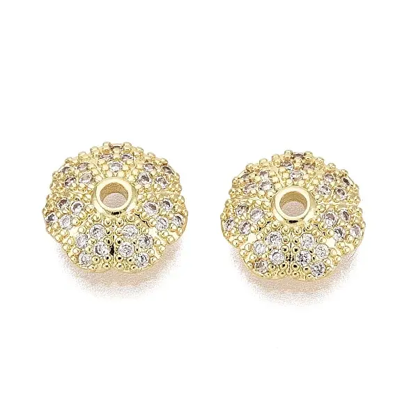 Brass Micro Pave Clear Cubic Zirconia Bead Caps