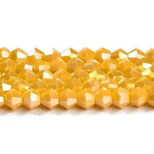 Opaque Solid Color Electroplate Glass Beads Strands