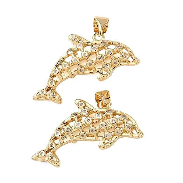 Brass Micro Pave Clear Cubic Zirconia Pendants