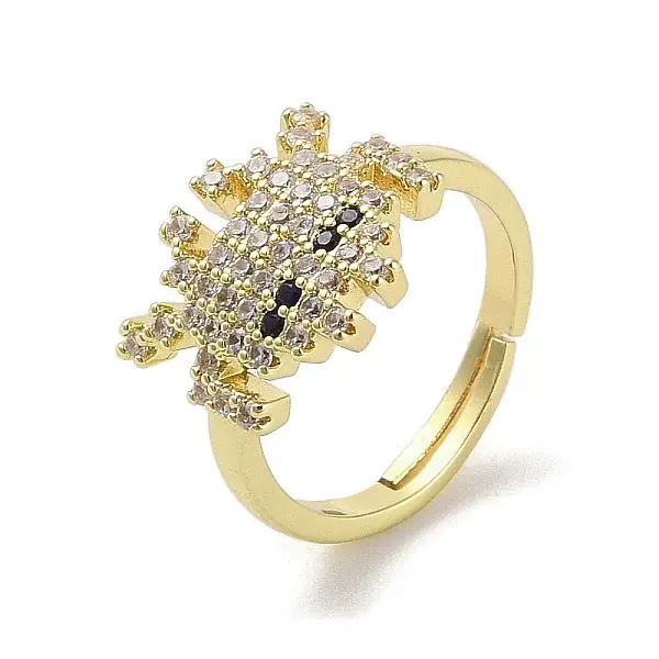 Golden Brass Pave Cubic Zirconia Adjustable Rings