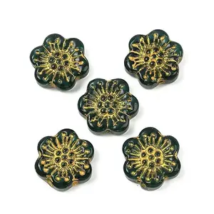 Baking Paint and Golden Metal Enlaced Glass Beads