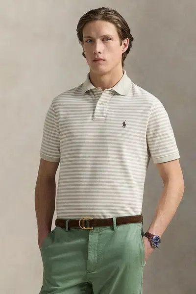 Bavlněné polo tričko Polo Ralph Lauren pánské, béžová barva, 710974596