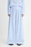 Bavlněné kalhoty Won Hundred dámské, modrá barva, široké, high waist, 3490-14268