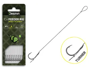 Delphin návazec feederový braided sting turner 10 ks - délka 12 cm průměr 0,20 mm háček #4
