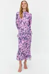 Trendyol Lilac Floral Skirt Frilly Lined Woven Chiffon Dress
