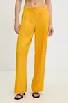 Kalhoty 2NDDAY Carter dámské, žlutá barva, jednoduché, high waist, 2252162279