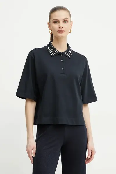 Bavlněné polo tričko Marella GONZAGA dámské, tmavomodrá barva, 2513951014200