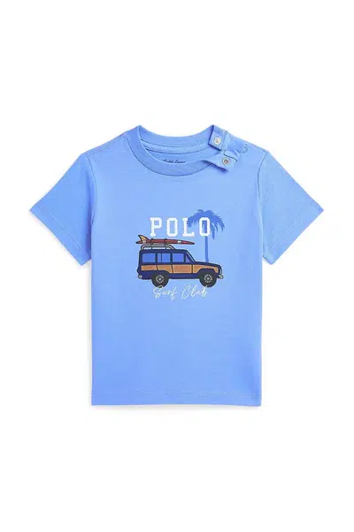 Bavlněné dětské tričko Polo Ralph Lauren modrá barva, s potiskem, 320965837001