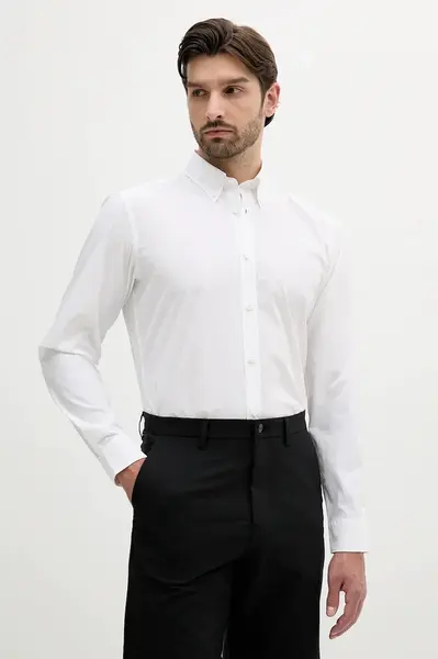 Košile BOSS pánská, bílá barva, regular, s límečkem button-down, 50539917