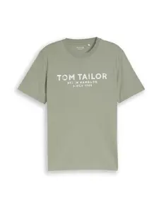 TOM TAILOR Tričko  kaki / biela