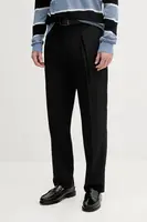 Lněné kalhoty Calvin Klein pánské, černá barva, přiléhavé, LV04LB448G