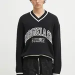 Svetr z vlněné směsi MM6 Maison Margiela pánský, černá barva, SH0HN0002
